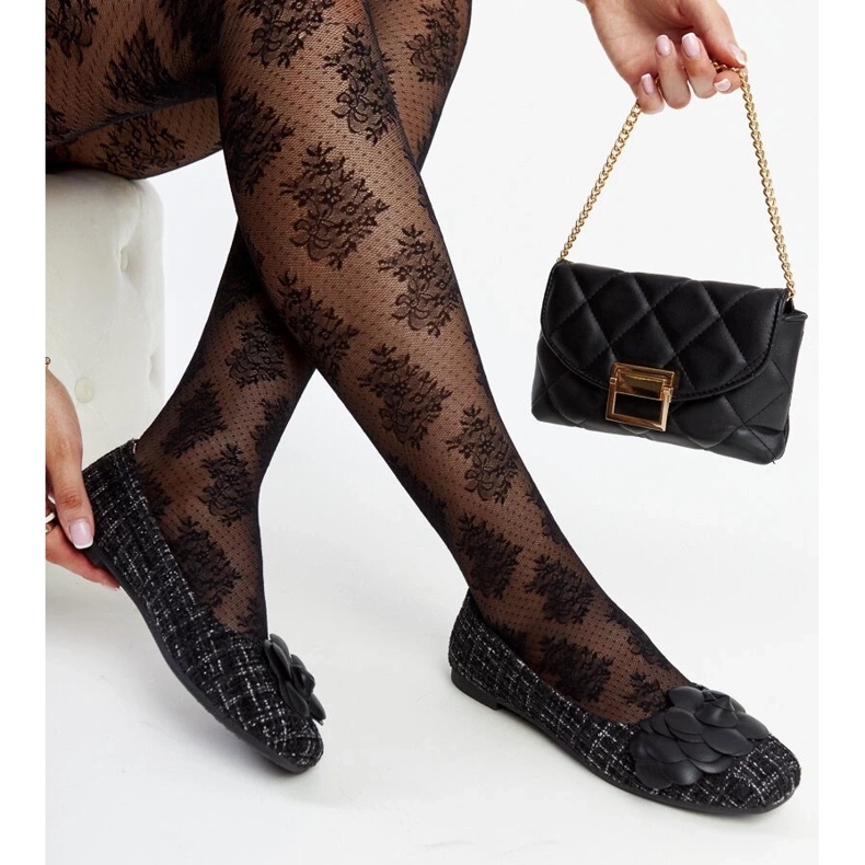 D/GMR Ballerine nere con fiore decorativo Mateja nero 1