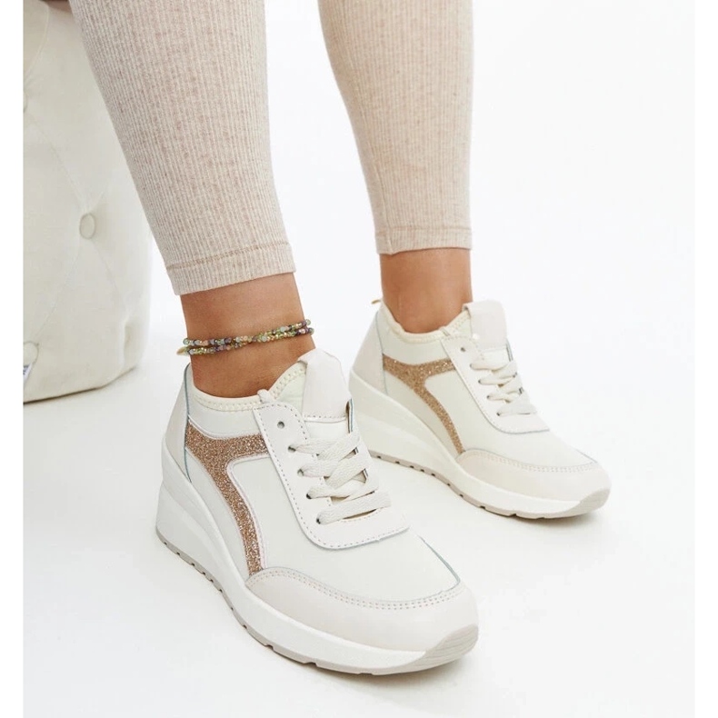 D/GMR Sneakers con zeppa Hermina beige 1