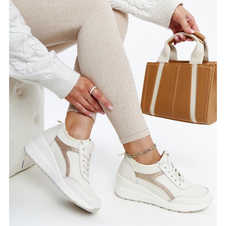 D/GMR Sneakers con zeppa Hermina beige 2