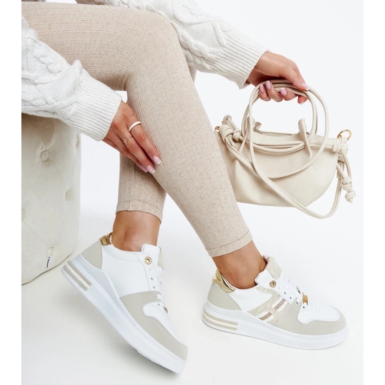 D/GMR Sneakers bianche e beige sulla piattaforma Negisti bianco 2