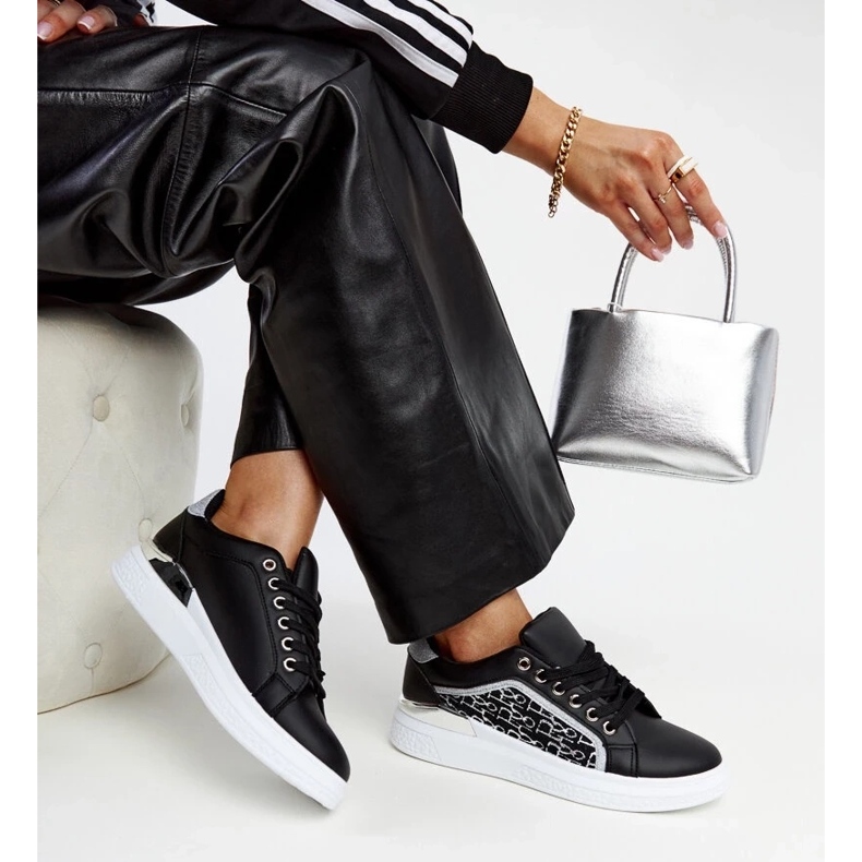 D/GMR Sneakers nere con plateau e glitter Fekete nero 2