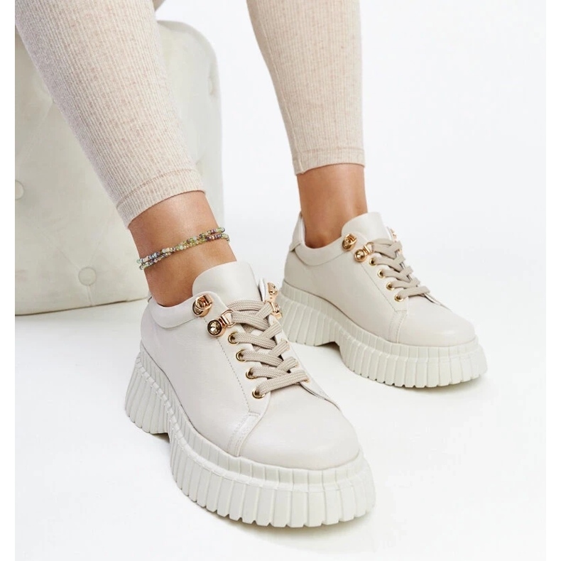 D/GMR Sneakers in pelle beige chiaro di Karino 1