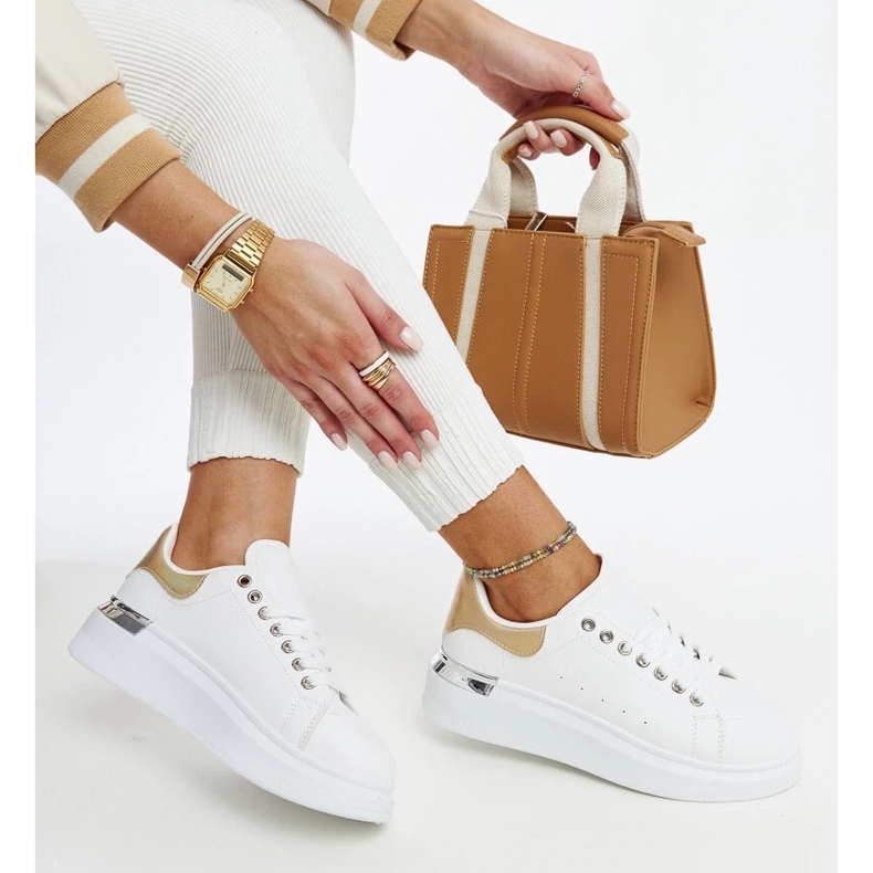 D/GMR Scarpe sportive bianche con inserto Meriana oro bianca 2