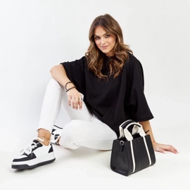 D/GMR Sneaker Galit bianche e nere con suola spessa bianca 2