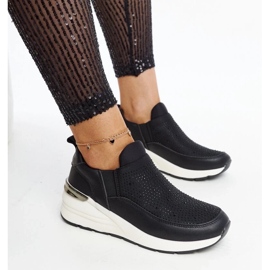 D/GMR Sneaker a cuneo nero con zirconi ed elementi dorati Ashleey 2