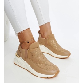 D/GMR Sneakers Ashleey con zeppa marrone con strass 2