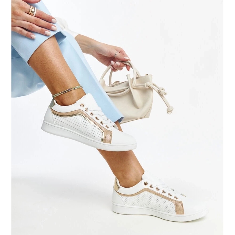 D/GMR Sneakers platform Amala bianche e dorate bianco 2