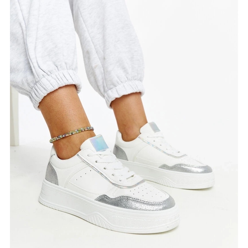 D/GMR Sneakers bianche e argento con spessa suola Rumai bianco 1