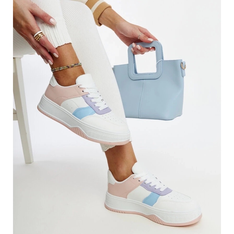 D/GMR Sneaker bianche e rosa con suola Rafida più spessa 2