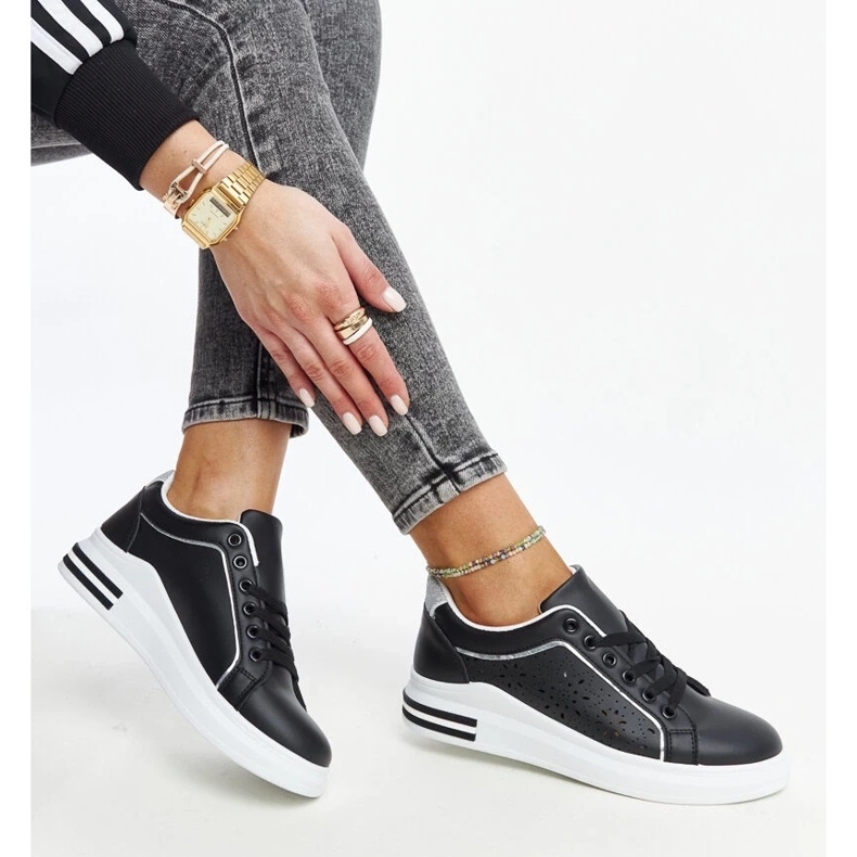 D/GMR Sneakers nere traforate con glitter Zorka nero 2