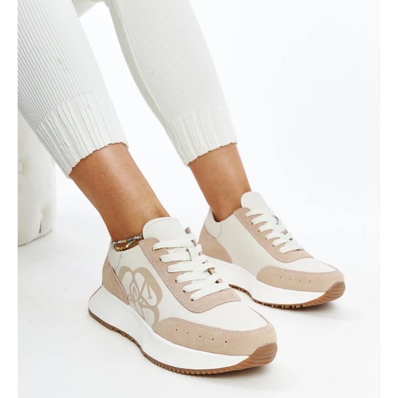 Sneaker in pelle bianca e beige Salimah 2