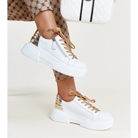 Sneakers in pelle bianca e dorata atyaf 2
