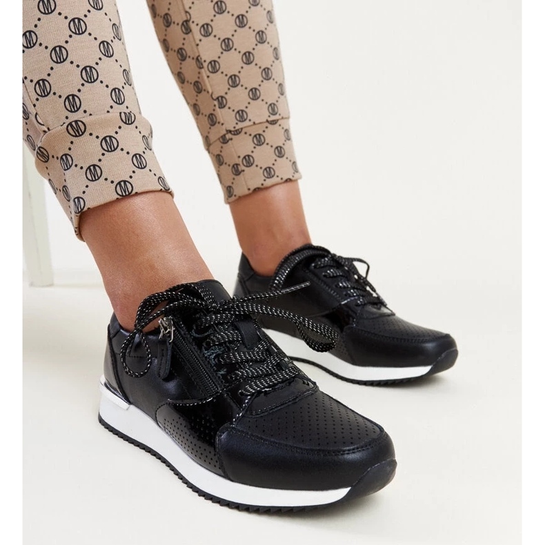 Sneakers in pelle nera con inserto in metallo Rida nero 2