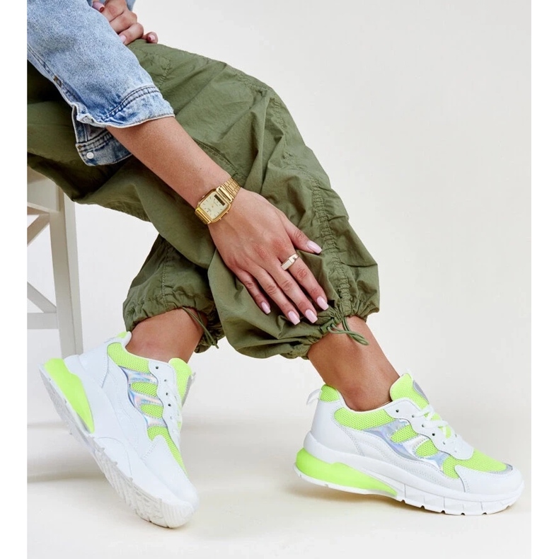 Sneakers bianche e gialle con suola spessa Matea bianca 2
