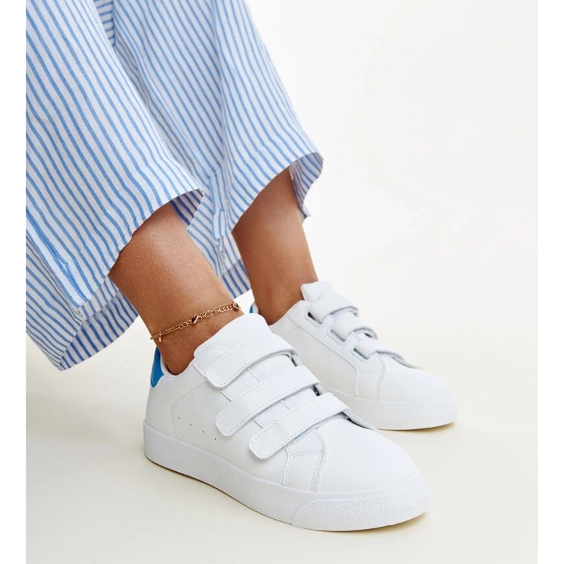 Sneakers con velcro bianche e blu di Samala bianco 1