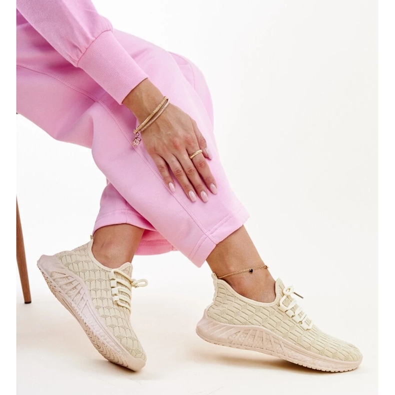 Sneaker Milena in tessuto beige 2