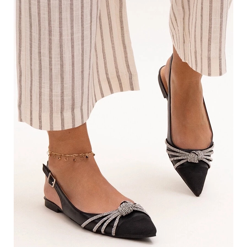 Ballerine a punta con strass Sellar nero 2