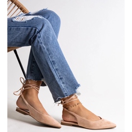 D/CEO Ballerine beige stringate Leaia con tacco aperto 1