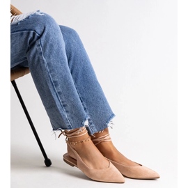 D/CEO Ballerine beige stringate Leaia con tacco aperto 2