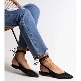 D/CEO Safine ballerine nere stringate con strass nero 2