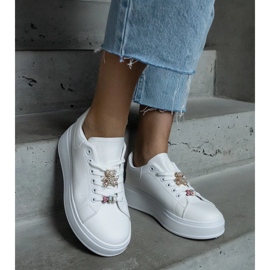 D/CEO Sneakers bianche con plateau decorate con un orsetto Mavien bianca 2