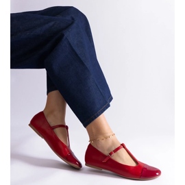D/CEO Ballerine rosse con punta in vernice, chiuse con fibbia Gloriana rosso 1