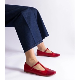 D/CEO Ballerine rosse con punta in vernice, chiuse con fibbia Gloriana rosso 2