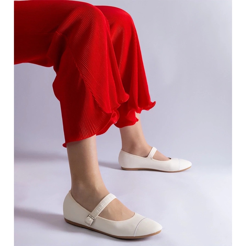 D/CEO Ballerine bianche dalla finitura opaca, chiuse con fibbia Longhola bianco 2