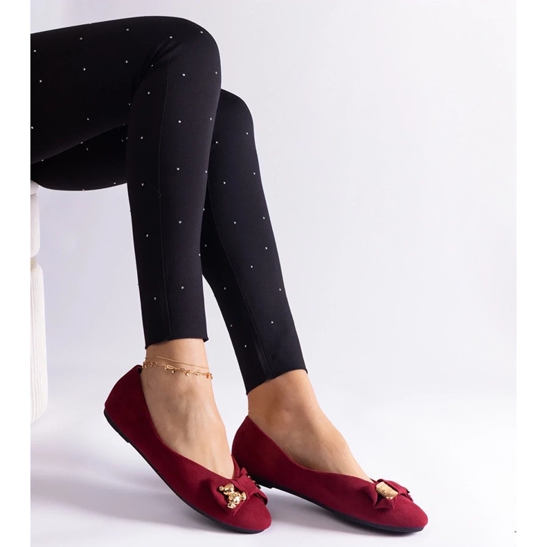 D/CEO Ballerine bordeaux decorate con fiocco e spilla Esdras rosso 1