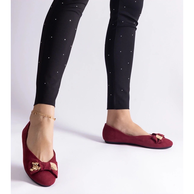 D/CEO Ballerine bordeaux decorate con fiocco e spilla Esdras rosso 2