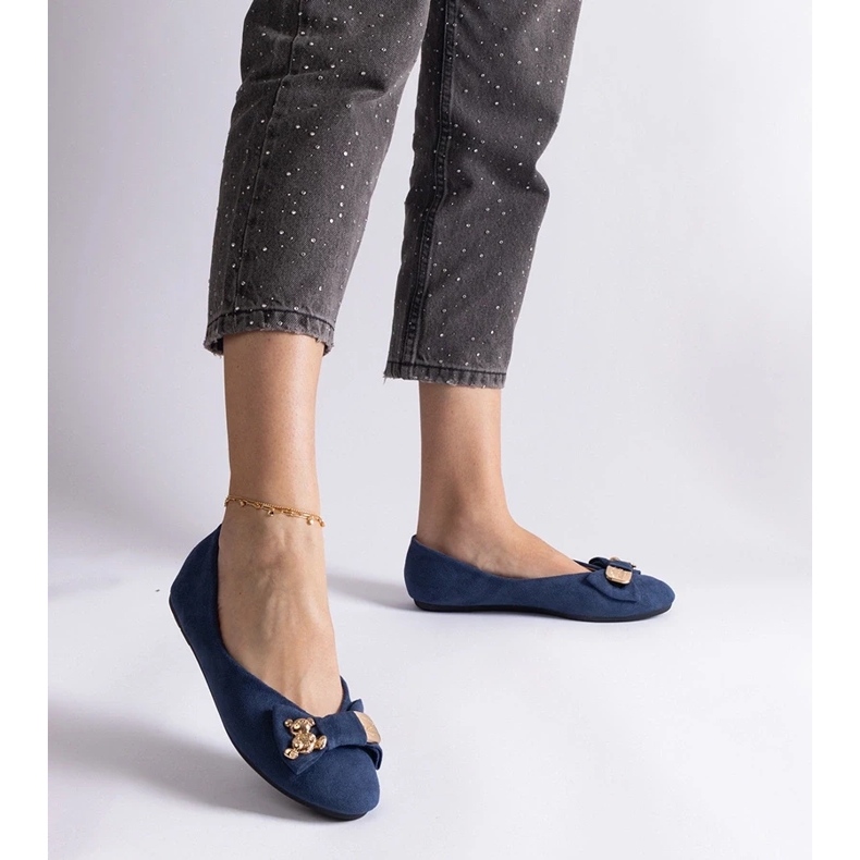 D/CEO Ballerine blu navy decorate con fiocco e spilla Esdras 2