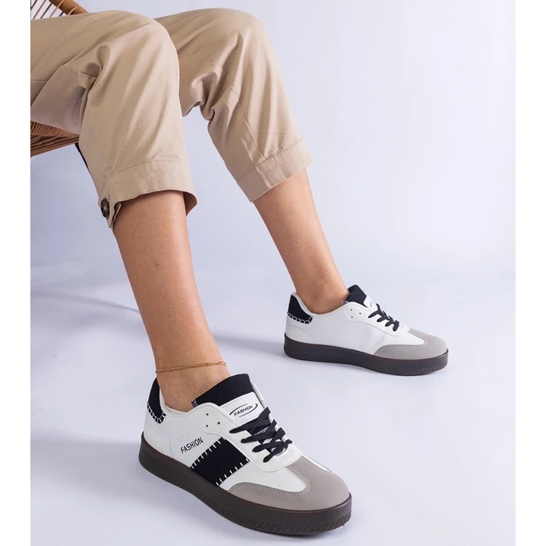 D/CEO Sneakers bianche con plateau e cuciture Puente bianca 1