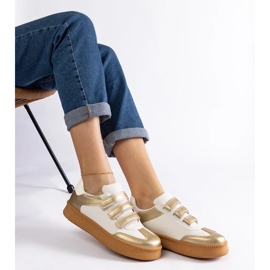 D/CEO Sneakers Mena color oro con chiusura in velcro d'oro 1