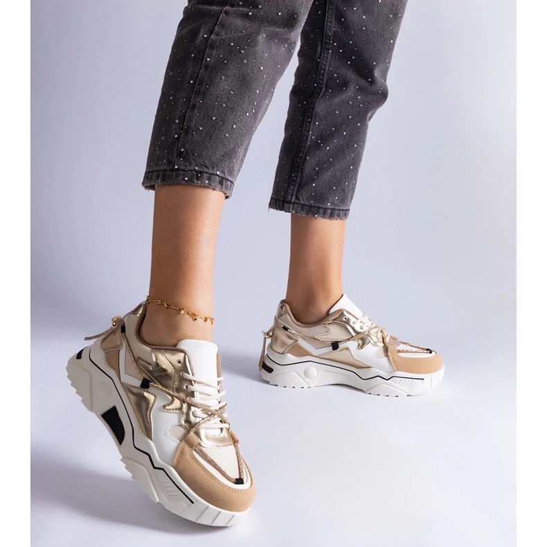D/CEO Sneakers beige decorate con un cordino Valdez in zirconi 2
