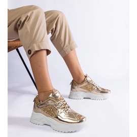 D/CEO Sneaker femminili dorate con inserti glitter di Caraballo d'oro 1