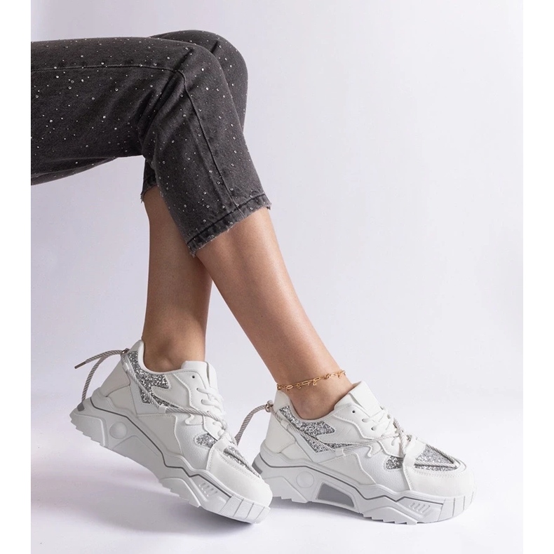 D/CEO Sneakers da donna bianche con glitter Agar bianca 2