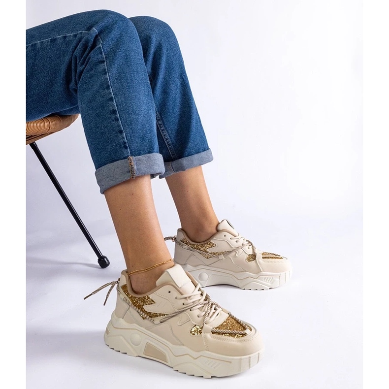 D/CEO Sneakers da donna beige con glitter Agar 1