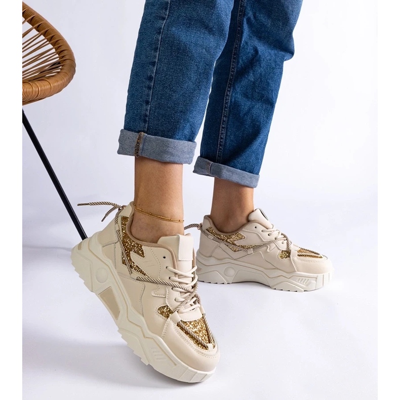 D/CEO Sneakers da donna beige con glitter Agar 2