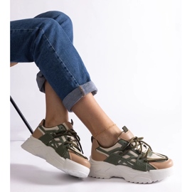 D/CEO Sneakers da donna verdi e beige Alva 1