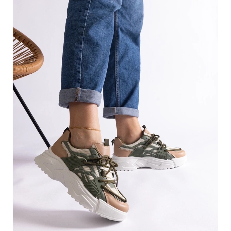 D/CEO Sneakers da donna verdi e beige Alva 2