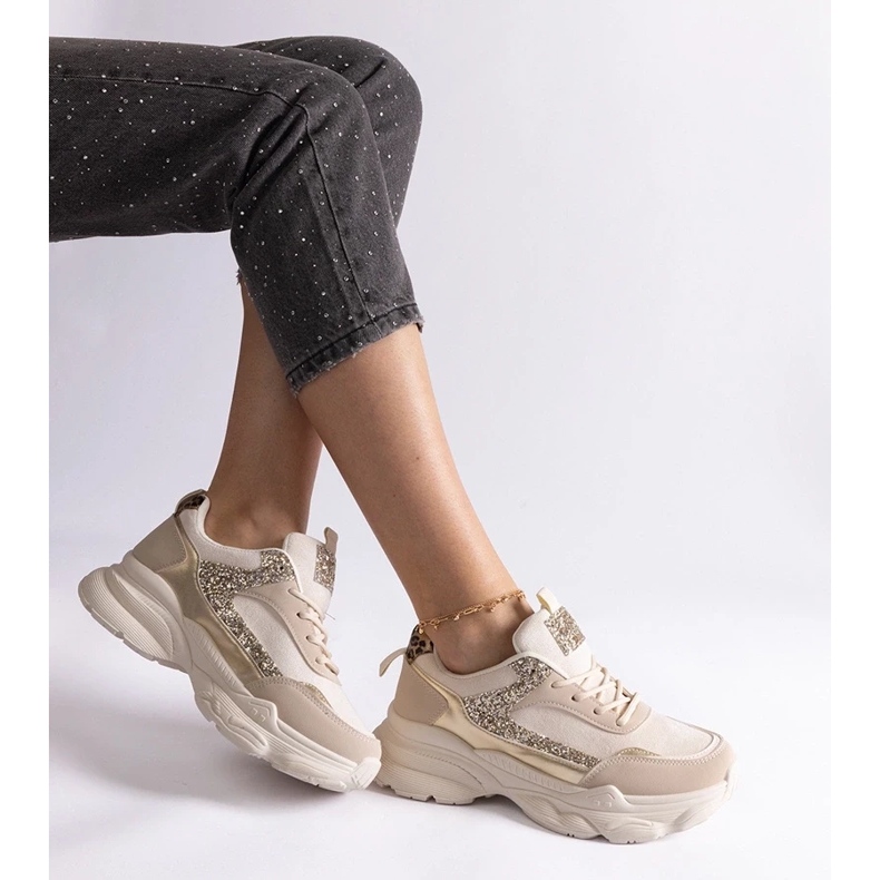 D/CEO Sneakers beige con inserti Clorinda in glitter 2