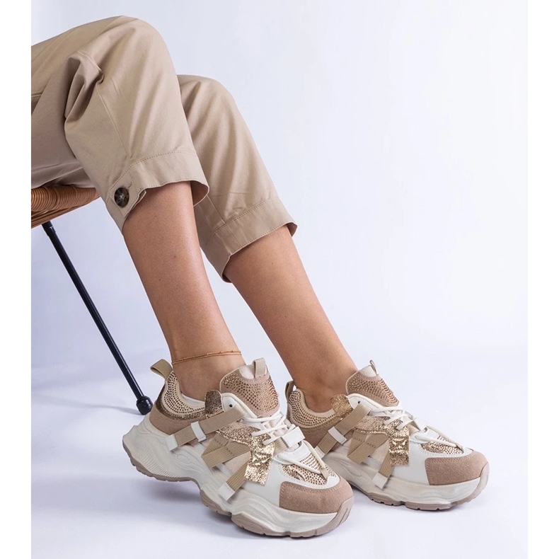 D/CEO Sneakers beige con inserti Candra oro 1