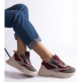D/CEO Sneakers Milenka da donna bordeaux e grigie rosso 2