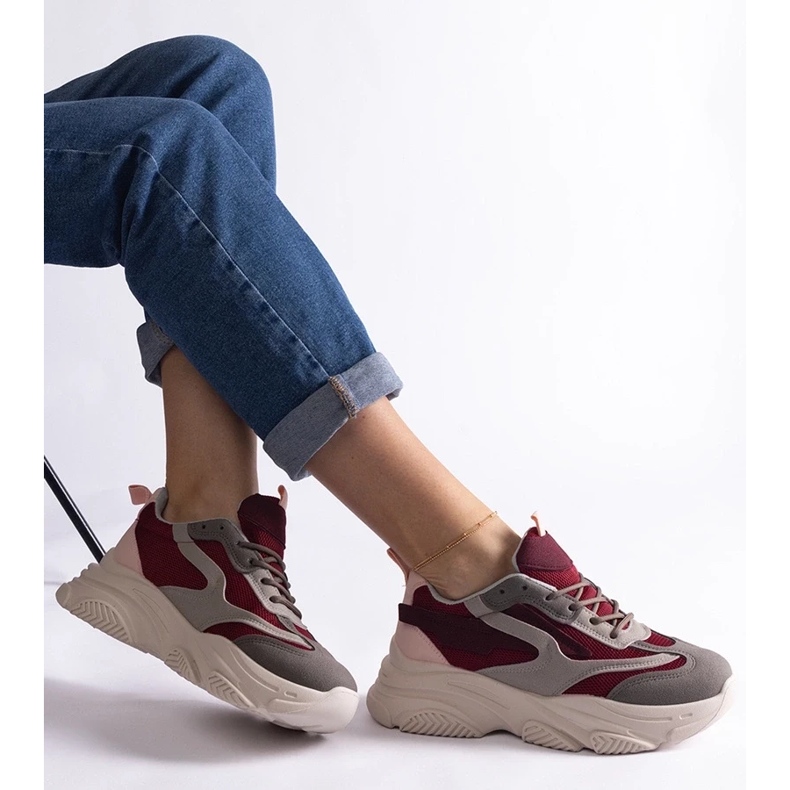 D/CEO Sneakers Milenka da donna bordeaux e grigie rosso 2