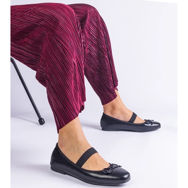 D/CEO Ballerine nere con elastico e fiocco decorativo Newton nero 1