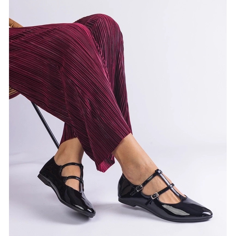D/CEO Ballerine in vernice nera con fibbia Marinos nero 1