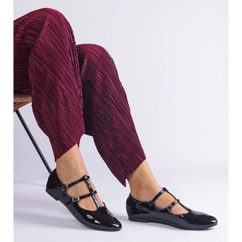 D/CEO Ballerine in vernice nera con fibbia Marinos nero 2