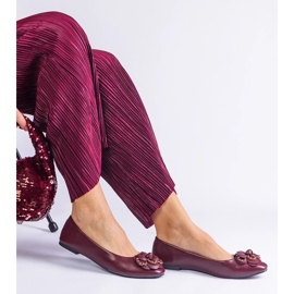 D/CEO Ballerine bordeautiche decorate con il fiore dell'America rosso 1