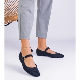 D/CEO Ballerine nere con una fascia elastica e un naso quadrato di avina nero 1