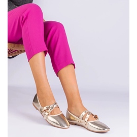 D/CEO Ballerine dorate realizzate in ecologio decorate con fibbie Emmarino d'oro 1